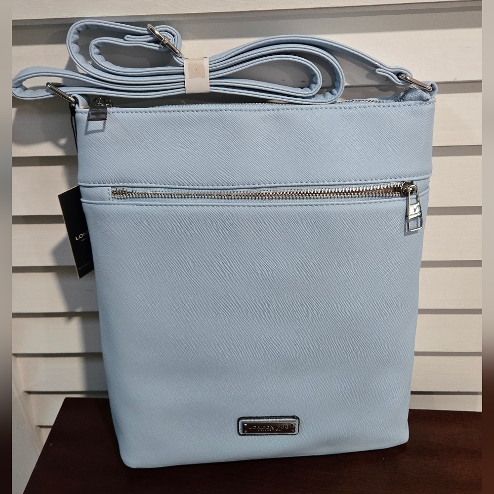 London Fog Sky Blue Large Crossbody Bag - Picture 9 of 13